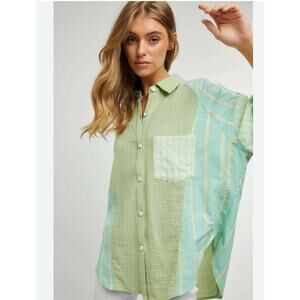 Davi & Dani Women's Plaid Pastel Butter Yellow Accent Cotton Button-Up Shirt